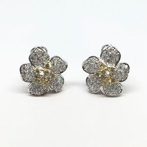 Sterling Silver and Crystal Flower Earrings